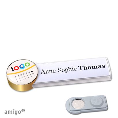 Namensschilder amigo® doming Magnet circle | smag® Magnet | weiß | gold