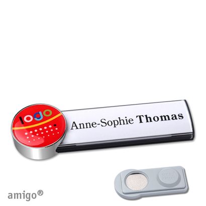 Namensschilder amigo® doming Magnet circle | smag® Magnet | anthrazit | chrom