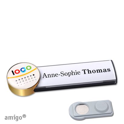 Namensschilder amigo® doming Magnet circle | smag® Magnet | anthrazit | gold