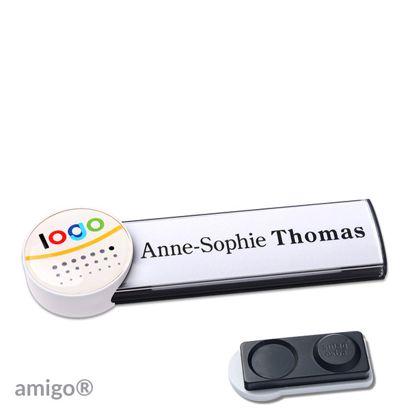 Namensschilder amigo® doming Magnet circle | smag® Magnet, extra stark | anthrazit | weiß