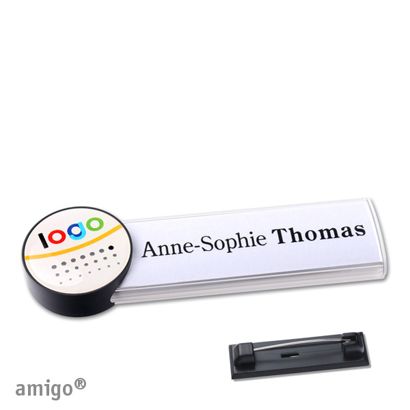 Namensschilder amigo® doming Nadel circle | weiß | anthrazit