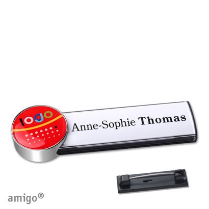 Namensschilder amigo® doming Nadel circle | anthrazit | chrom