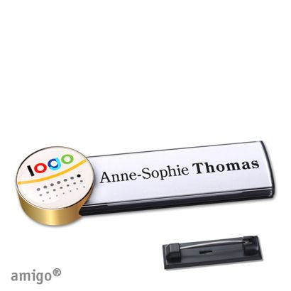 Namensschilder amigo® doming Nadel circle | anthrazit | gold