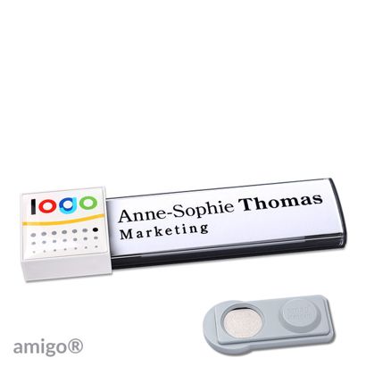 Namensschilder amigo® doming Magnet square | smag® Magnet | anthrazit | weiß