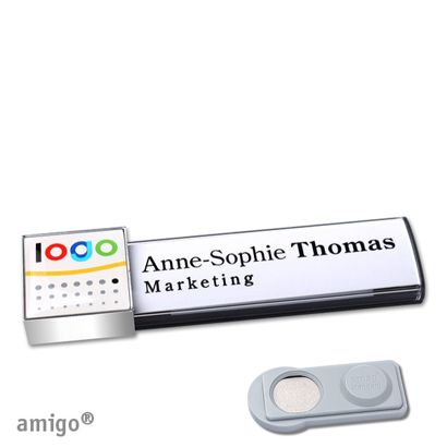 Namensschilder amigo® doming Magnet square | smag® Magnet | anthrazit | chrom