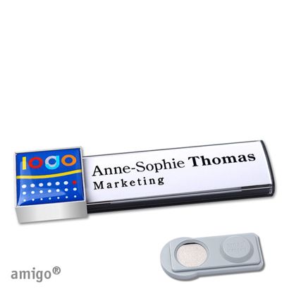 Namensschilder amigo® doming Magnet square | smag® Magnet | anthrazit | edelstahl