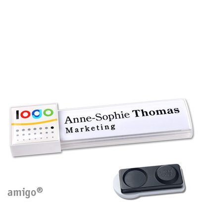 Namensschilder amigo® doming Magnet square | smag® Magnet, extra stark | weiß | weiß