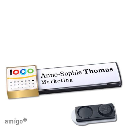 Namensschilder amigo® doming Magnet square | smag® Magnet, extra stark | anthrazit | gold