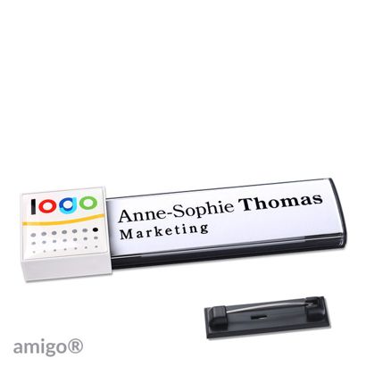 Namensschilder amigo® doming Nadel square | anthrazit | weiß