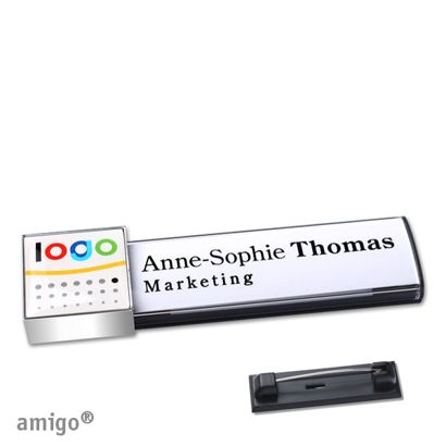 Namensschilder amigo® doming Nadel square | anthrazit | chrom