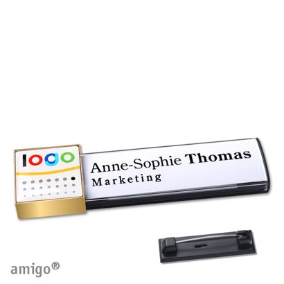 Namensschilder amigo® doming Nadel square | anthrazit | gold