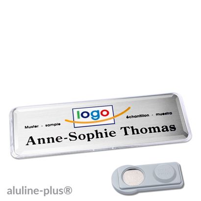Namensschilder aluline-plus® alu-print Magnet smag® Magnet | silber | 76 x 25 mm