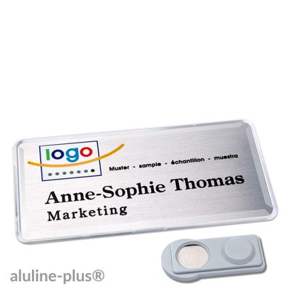 Namensschilder aluline-plus® alu-print Magnet smag® Magnet | silber | 76 x 38 mm