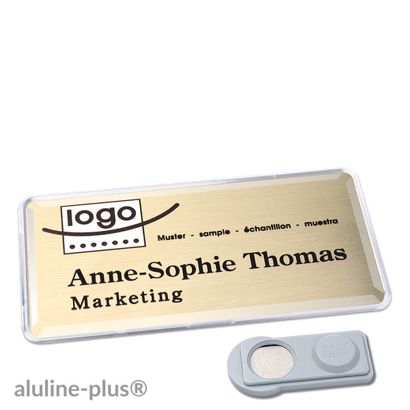 Namensschilder aluline-plus® alu-print Magnet smag® Magnet | gold | 76 x 38 mm