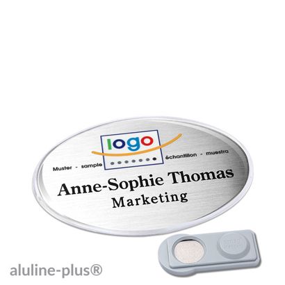 Namensschilder aluline-plus® alu-print Magnet smag® Magnet | silber | 65 x 43 mm