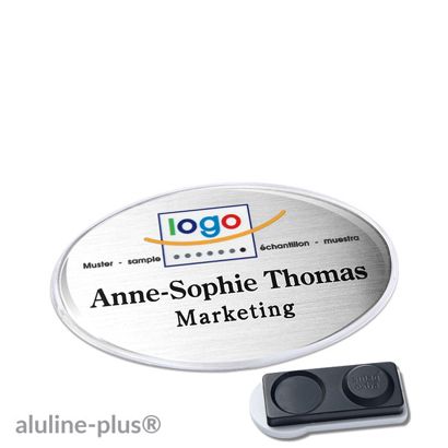 Namensschilder aluline-plus® alu-print Magnet smag® Magnet, extra stark | silber | 65 x 43 mm