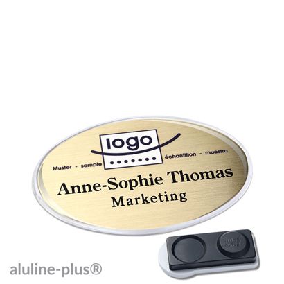 Namensschilder aluline-plus® alu-print Magnet smag® Magnet, extra stark | gold | 65 x 43 mm