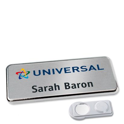 Namensschild Icon® "alu-complete" smag® Magnet | chrom
