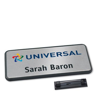 Namensschild Icon® "alu-complete" Edelstahl-Rastnadel | anthrazit