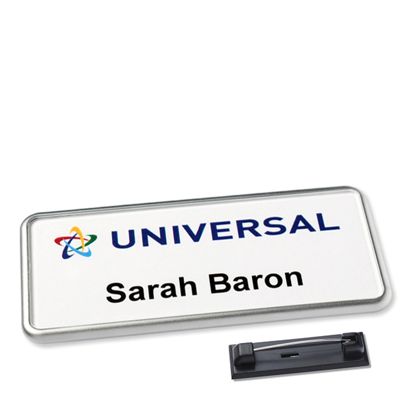 Namensschild Icon® "Quick Print" Edelstahl-Rastnadel | chrom