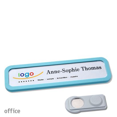 Namensschilder office quick-print Magnet smag® Magnet | pastellblau | 75 x 17 mm