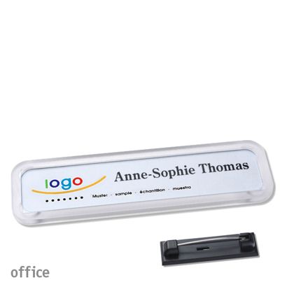 Namensschilder office quick-print Nadel transparent | 75 x 17 mm
