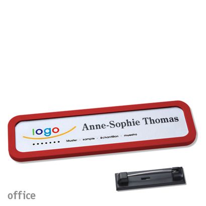 Namensschilder office quick-print Nadel rot | 75 x 17 mm