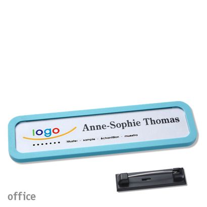 Namensschilder office quick-print Nadel pastellblau | 75 x 17 mm