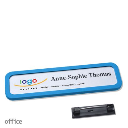 Namensschilder office quick-print Nadel mittelblau | 75 x 17 mm