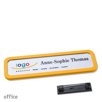 Namensschilder office quick-print Nadel gelb | 75 x 17 mm