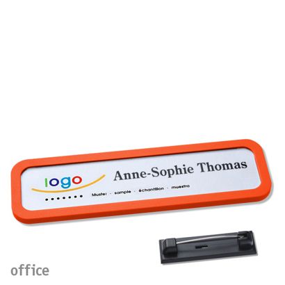 Namensschilder office quick-print Nadel orange | 75 x 17 mm