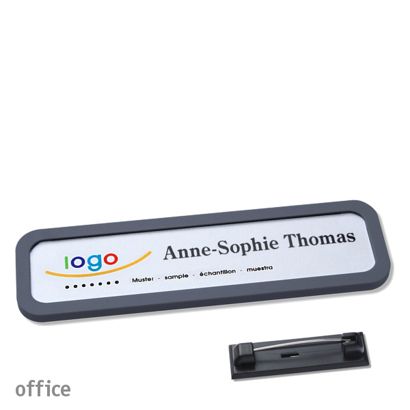 Namensschilder office quick-print Nadel anthrazit | 75 x 17 mm