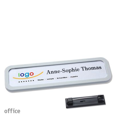 Namensschilder office quick-print Nadel hellgrau | 75 x 17 mm