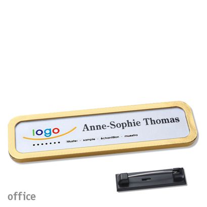 Namensschilder office quick-print Nadel gold | 75 x 17 mm
