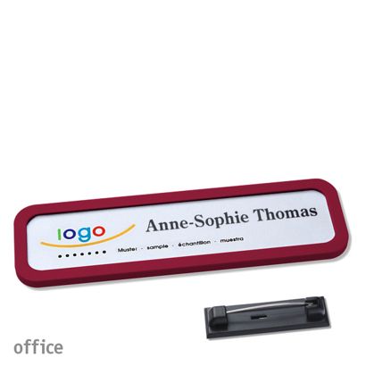 Namensschilder office quick-print Nadel bordeauxviolett | 75 x 17 mm