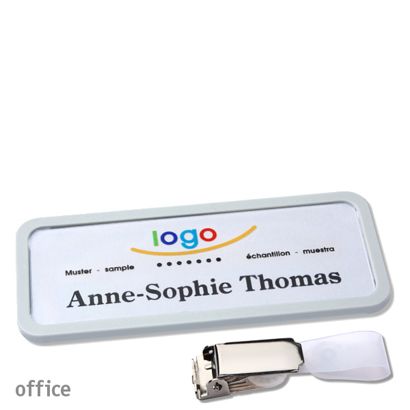 Namensschilder office quick-print Hängerclip Hängerclip | hellgrau | 75 x 27 mm