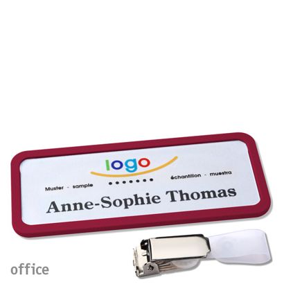 Namensschilder office quick-print Hängerclip Hängerclip | bordeauxviolett | 75 x 27 mm