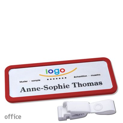 Namensschilder office quick-print Hängerclip Hängerclip metallfrei | rot | 75 x 27 mm