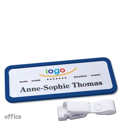Namensschilder office quick-print Hängerclip Hängerclip metallfrei | dunkelblau | 75 x 27 mm