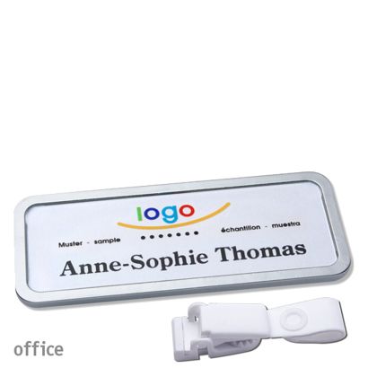 Namensschilder office quick-print Hängerclip Hängerclip metallfrei | edelstahl | 75 x 27 mm