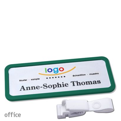 Namensschilder office quick-print Hängerclip Hängerclip metallfrei | grün | 75 x 27 mm