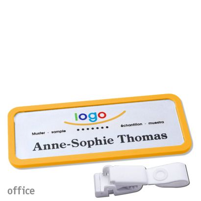 Namensschilder office quick-print Hängerclip Hängerclip metallfrei | gelb | 75 x 27 mm