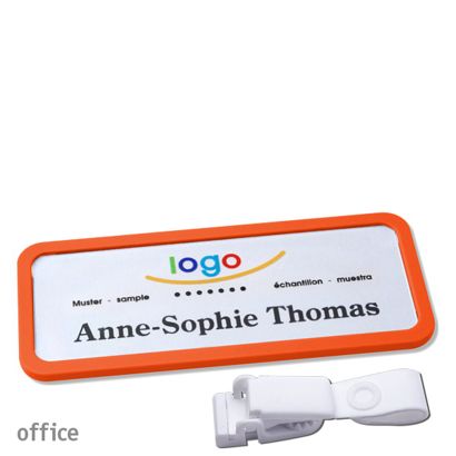 Namensschilder office quick-print Hängerclip Hängerclip metallfrei | orange | 75 x 27 mm