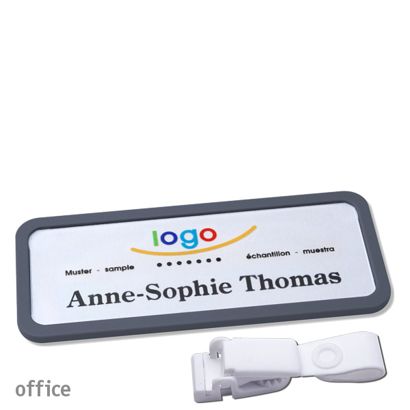 Namensschilder office quick-print Hängerclip Hängerclip metallfrei | anthrazit | 75 x 27 mm