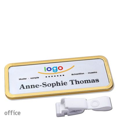 Namensschilder office quick-print Hängerclip Hängerclip metallfrei | gold | 75 x 27 mm