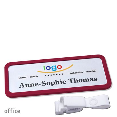 Namensschilder office quick-print Hängerclip Hängerclip metallfrei | bordeauxviolett | 75 x 27 mm