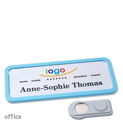 Namensschilder office quick-print Magnet smag® Magnet | pastellblau | 75 x 27 mm