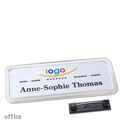 Namensschilder office quick-print Nadel transparent | 75 x 27 mm