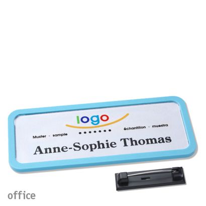 Namensschilder office quick-print Nadel pastellblau | 75 x 27 mm