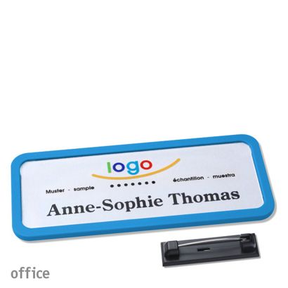 Namensschilder office quick-print Nadel mittelblau | 75 x 27 mm
